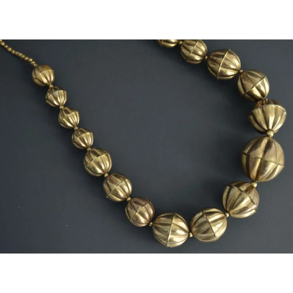 Vintage Large Brass Beaded Necklace